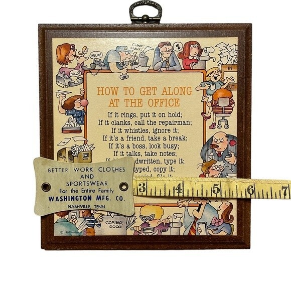 Hallmark Vintage "How To Get Along At The Office" wall plaque 1982 - Picture 3 of 3
